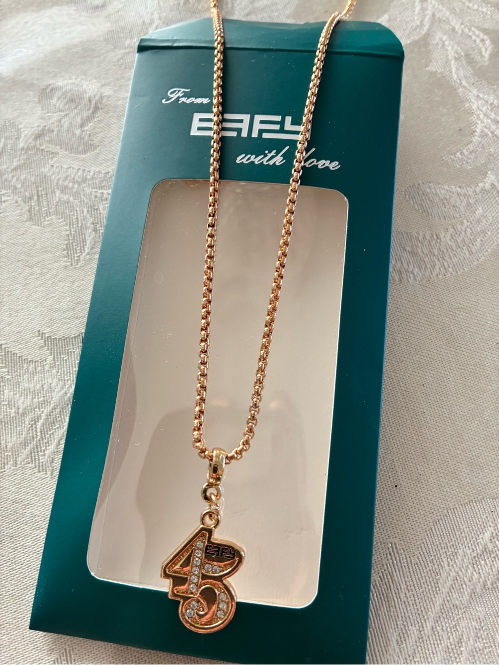 NWOT Rose Gold '45’ Number Effy Charm and Necklace